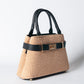 Borsa Nina pelle e rafia - Nero