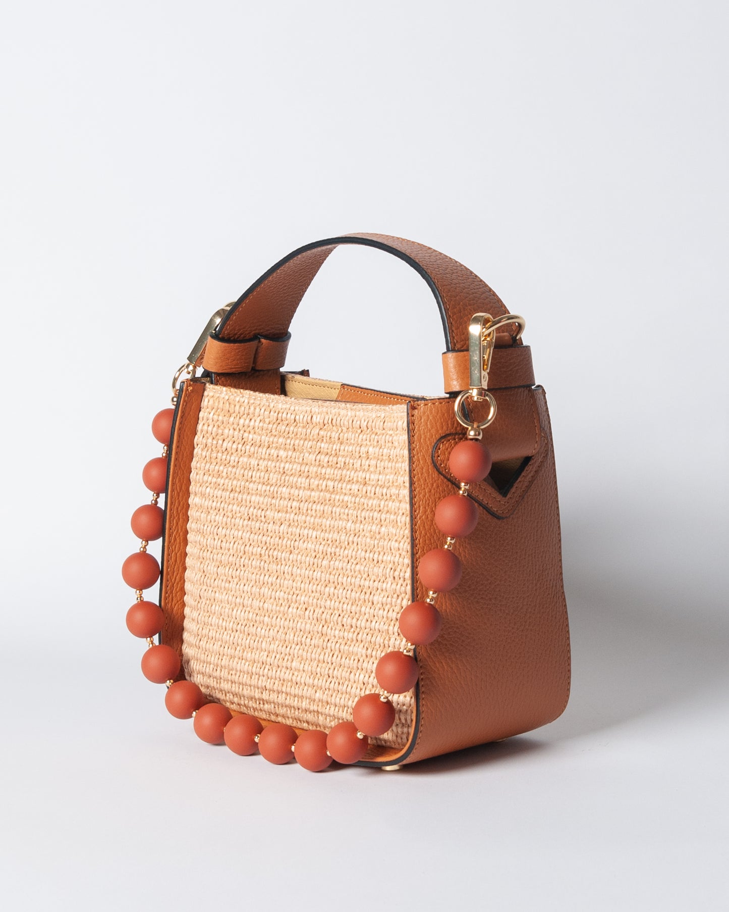 Borsa pelle e rafia - Cuoio