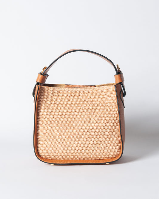 Borsa pelle e rafia - Cuoio