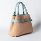 Borsa Nina pelle e rafia - Celeste