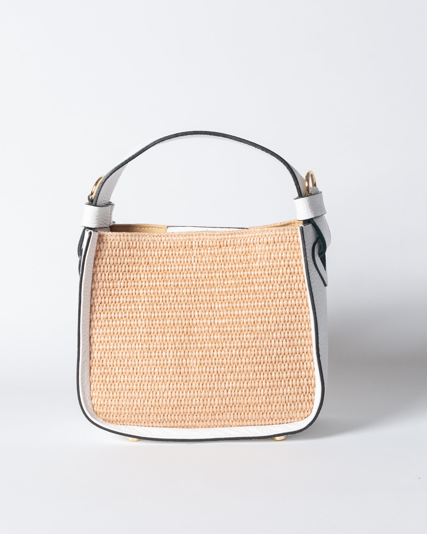 Borsa pelle e rafia - Bianco