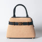 Borsa Nina pelle e rafia - Nero