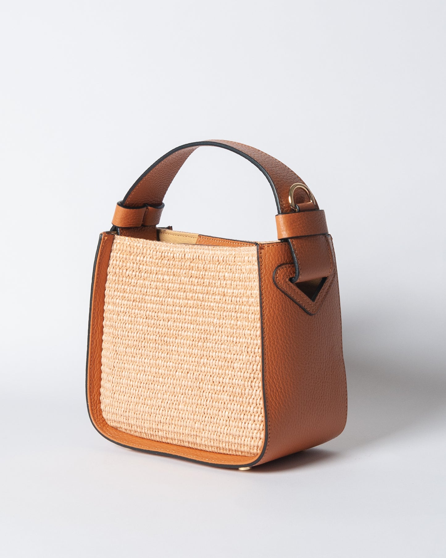 Borsa pelle e rafia - Cuoio