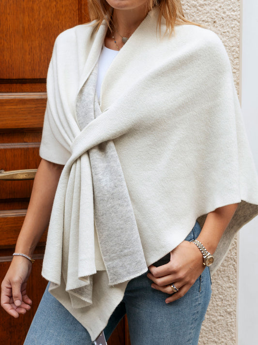 Poncho panna/grigio