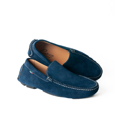 Mocassino basic in camoscio - Blu navy